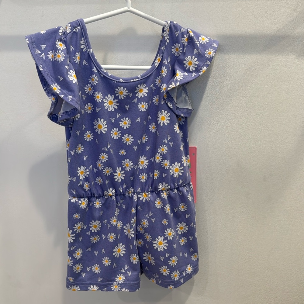 Adorable brand new with tags purple romper with daisies little girls size 3T